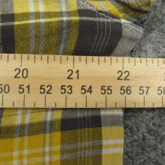 The North Face Shirt Men Large Yellow‎ Black Plaid Hiker Camp Outdoors Slim Fit - Picture 6 of 11